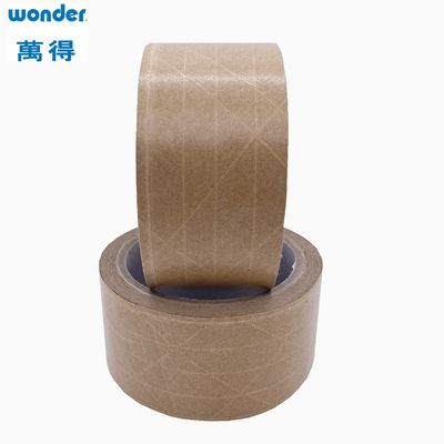 Line Strengthening Kraft Paper Packing Tape 0.130mm Thickness For Cardboard Boxes
